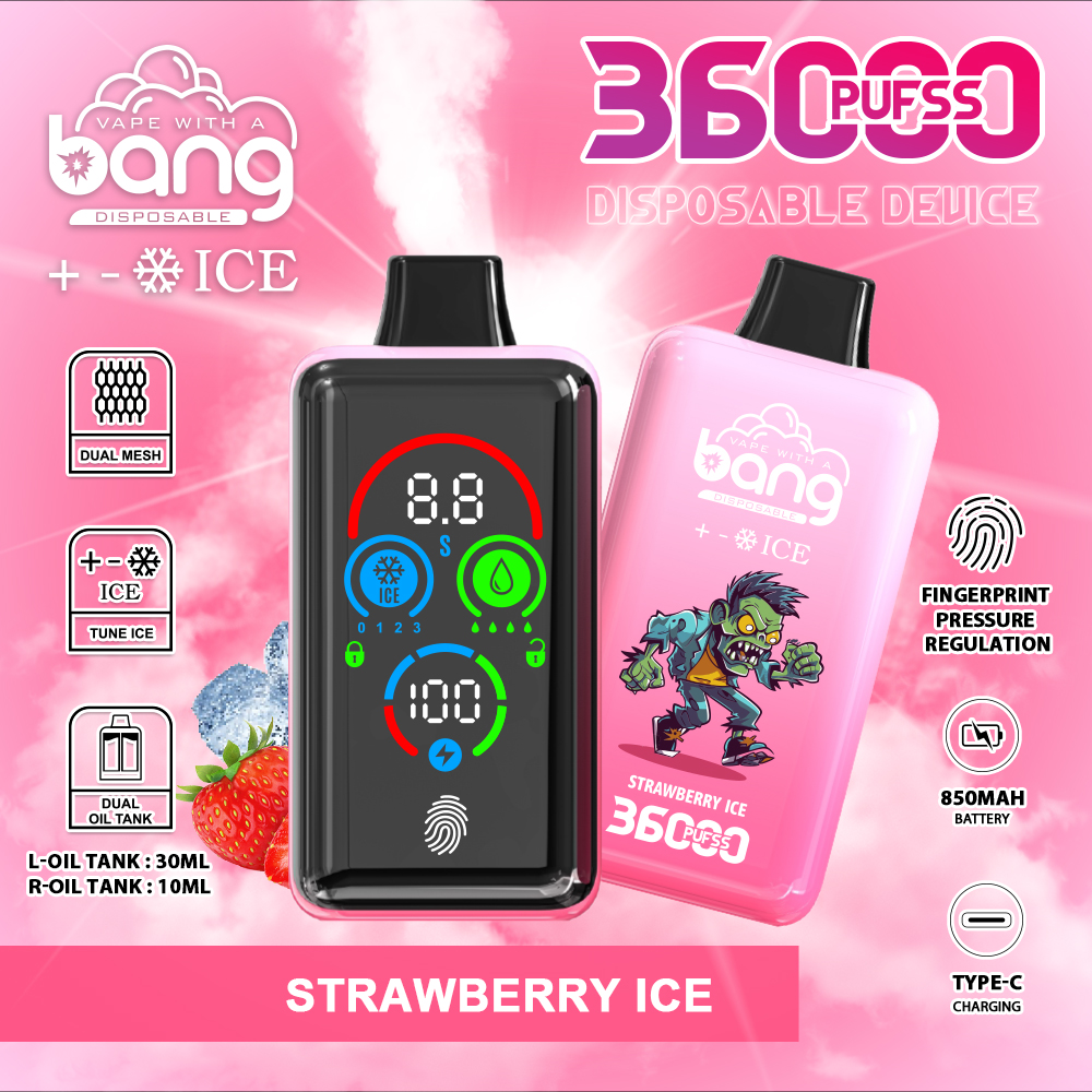 Bang 36000 Ice Blending - Adjustable Ice Level, 36,000 Puffs, 36ml E-Liquid, 850mAh Battery