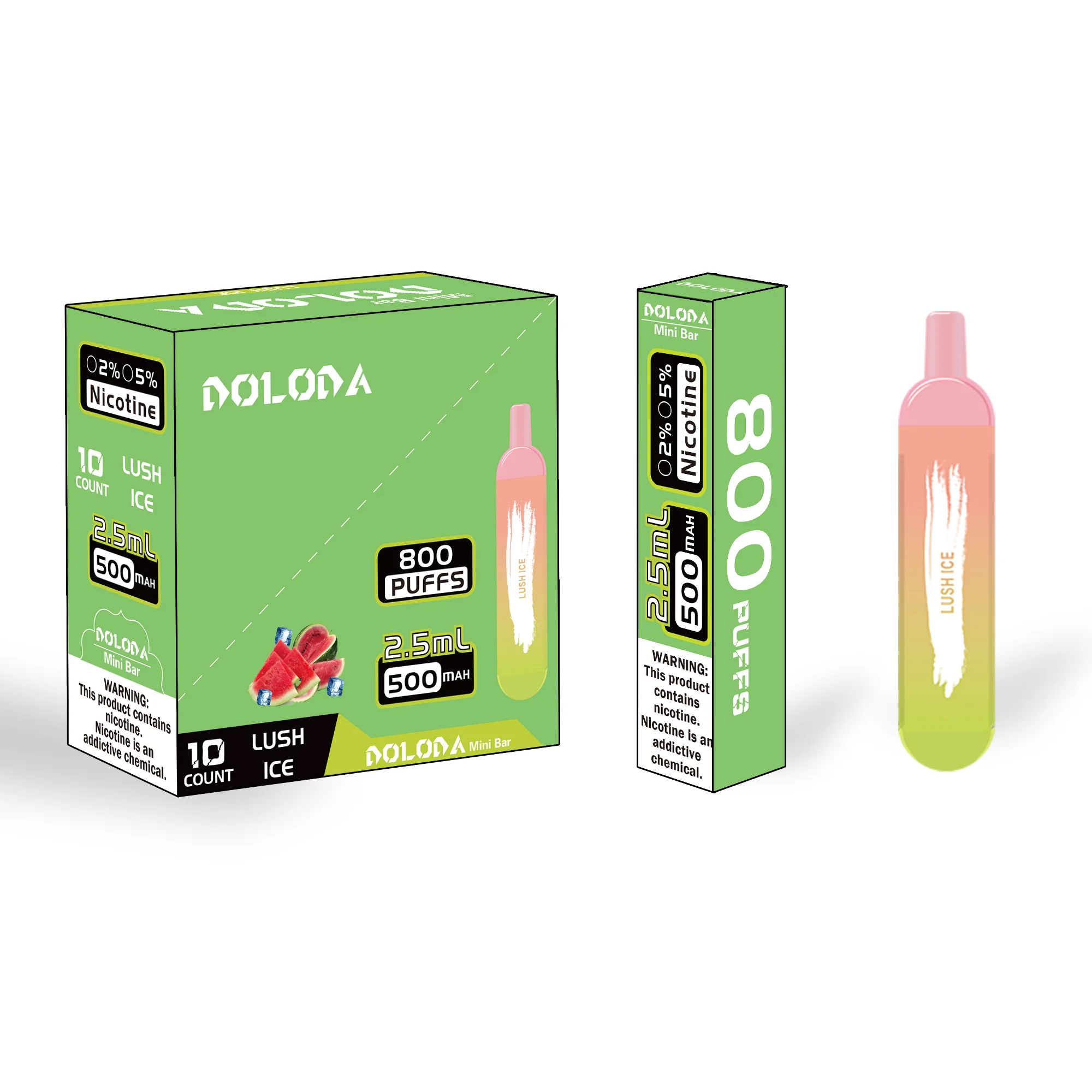 Doloda Mini Bar 800 Puffs Rechargeable Disposable E-Cigarettes Vape - 2%/5% Nicotine