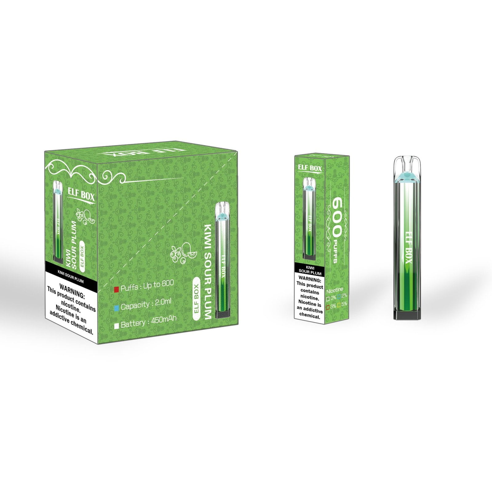 Elfbox Crystal Bar 600 Disposable Vape Pen - 600 Puffs with 0%/2%/5% Nicotine Levels