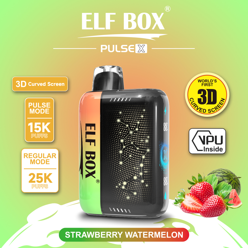 ElfBox Pulse-X 25000 Puffs Rechargeable Disposable Vape Pen - 25000 Puffs, Dual Mesh Coil, Adjustable Nicotine Levels
