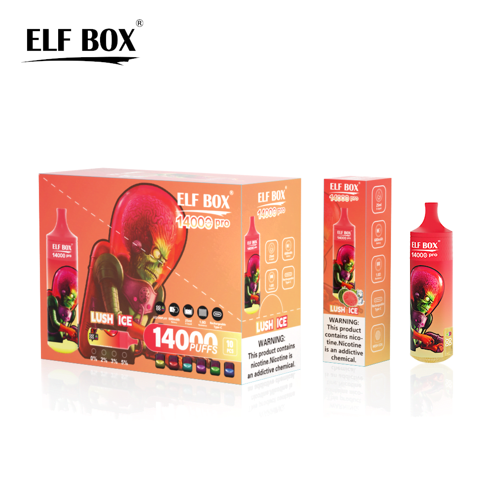 ELFBOX RGB14000 Pro Rechargeable Disposable Vape - 14000 Puffs, Mesh Coil, 25ml E-Liquid, 0%/2%/3%/5% Nicotine
