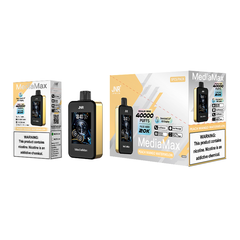 Jnr Media Max 40000 - Ultimate Disposable Vape with 10 Flavors, 5% Nicotine, and 40000 Puffs