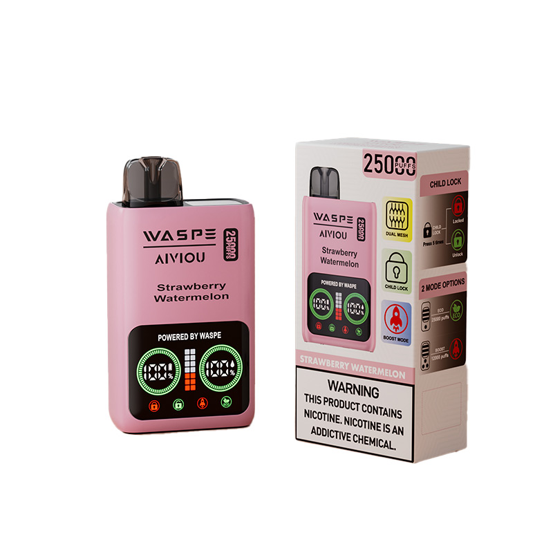 Waspe Aiviou 25000 Disposable Vape Pen - 25000 Puffs, 25ml E-Liquid, 0%/2%/5% Nicotine - Peach Ice, Mixed Berries, Cherry Ice, and More