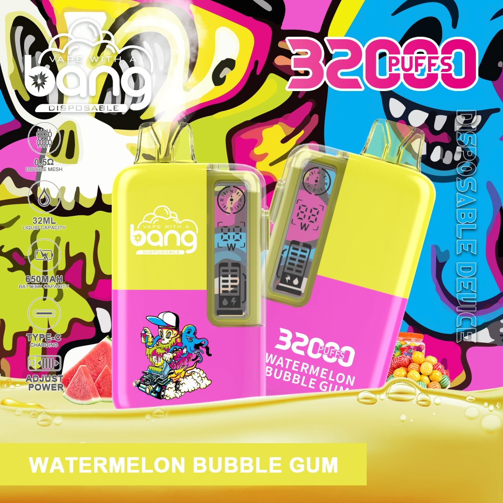 Bang 32000 E-Cigarette: 32,000 Puffs, 32ml E-Liquid, 650mAh Battery, 12 Flavors